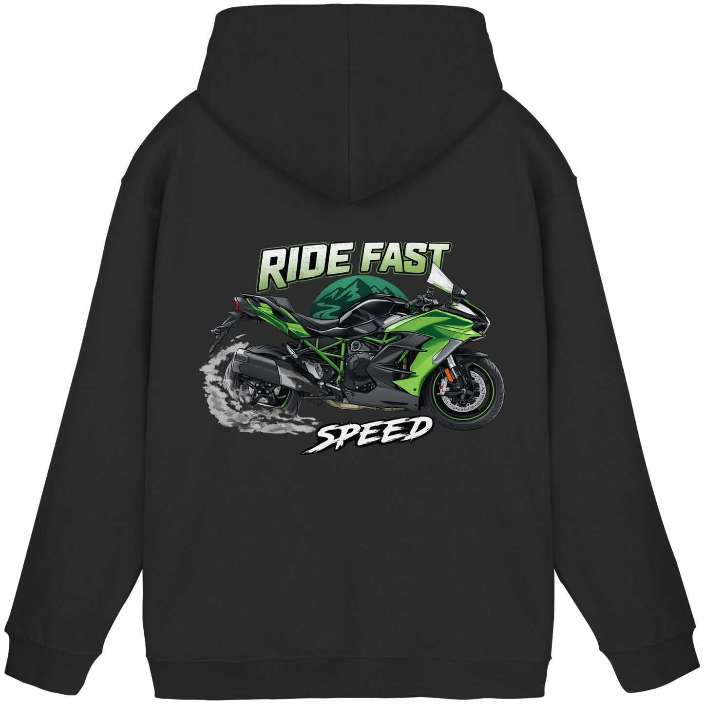 Biker Hoodie – Green Fury | Ride Fast Kollektion